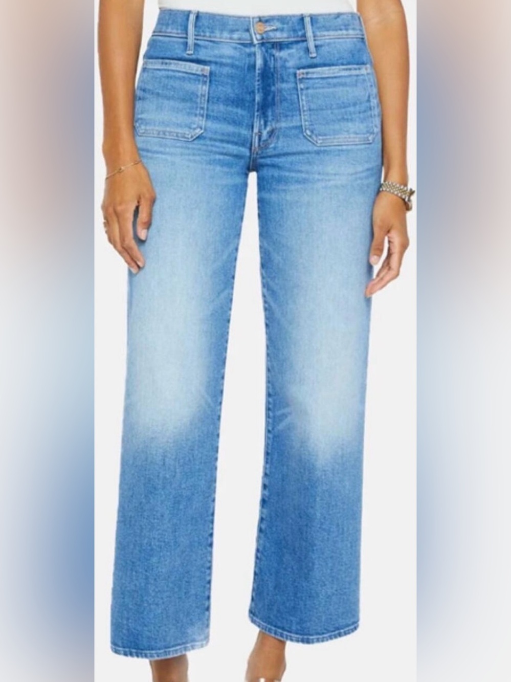 Mother Jeans Patch Pocket Mid Rise Full Leg Maven Ankle Avant Gardener 25